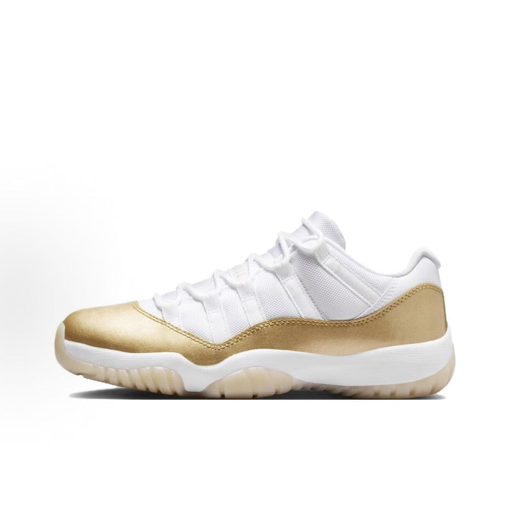 Jordan Air Jordan 11 "Mother's Day" – Comfortable, soft, stylish, minimalist, and versatile; a classic low-top retro basketball sneaker for women, in white and gold.