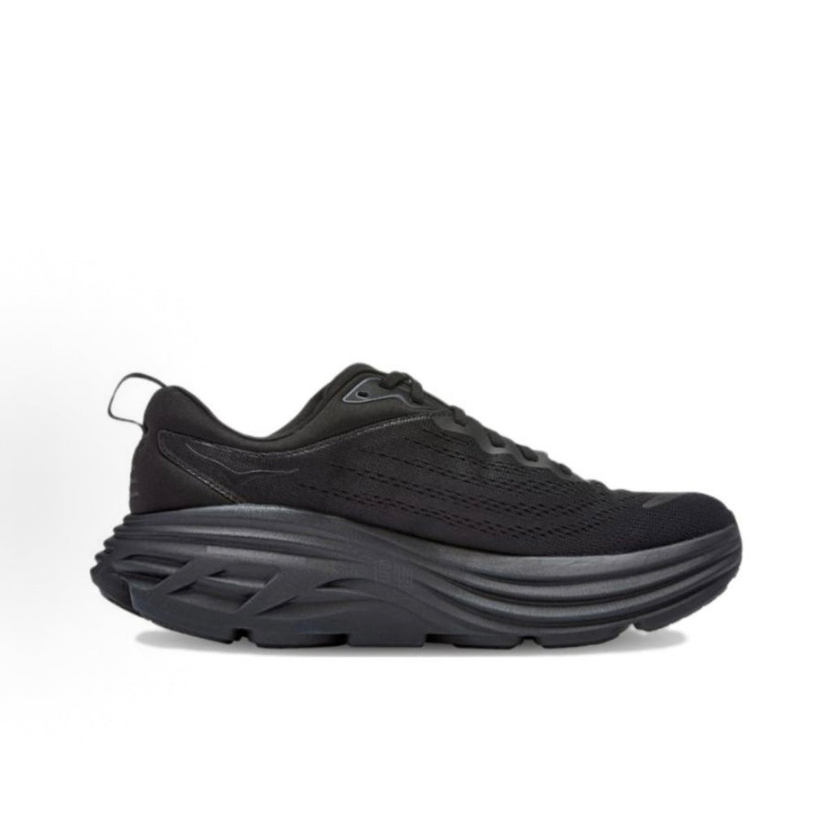 HOKA ONE ONE Bondi 8 Men’s Mesh Running & Commuter Shoes – Lightweight, Cushioned, Low-Top, Urban Casual – Black/Grey, Wide Fit